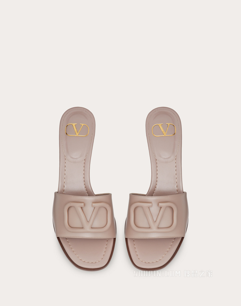 VLogo Signature 小牛皮拖鞋 （鞋跟高 6.5 厘米）