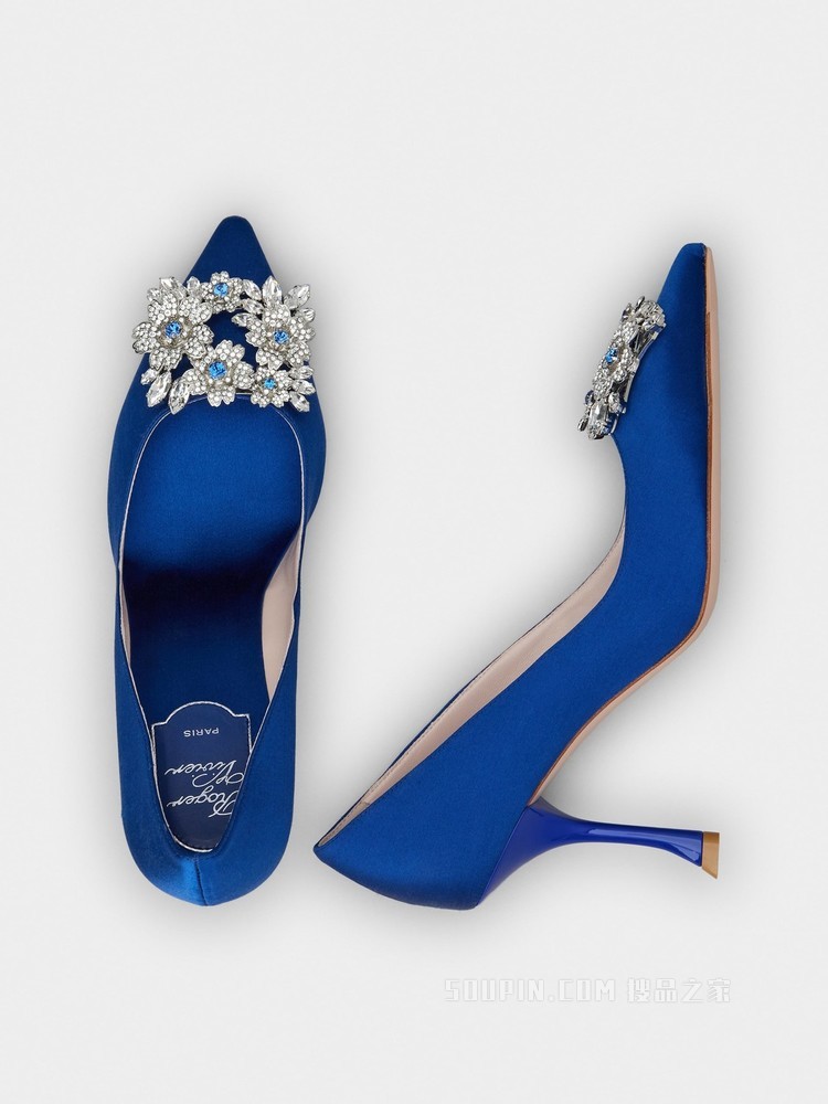 RV Bouquet Strass Buckle钻扣高跟鞋 蓝色