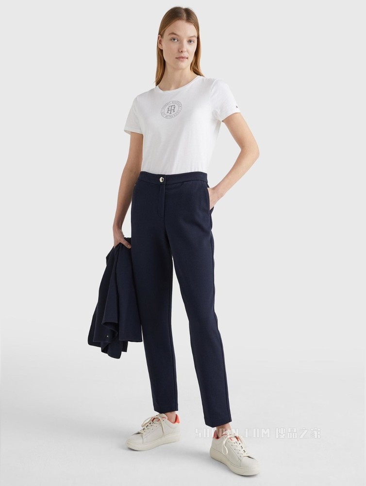Tommy 22新款春夏女装针织短袖上衣WW0WW34631