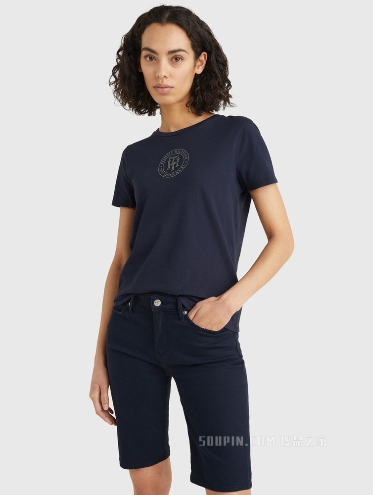 Tommy 22新款春夏女装针织短袖上衣WW0WW34631