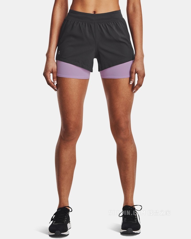 女士UA Iso-Chill 2合1跑步短裤