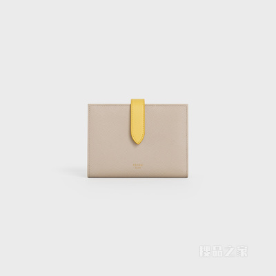 中号双色粒面牛皮革饰带钱包 23853