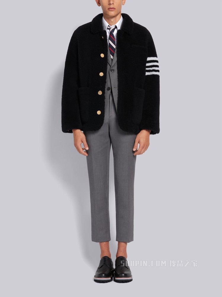 男士皮毛贴袋夹克