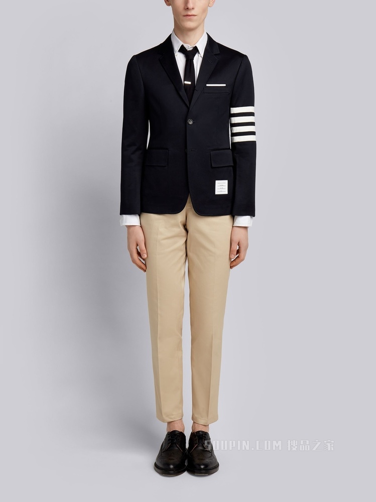 四条纹棉质西服外套