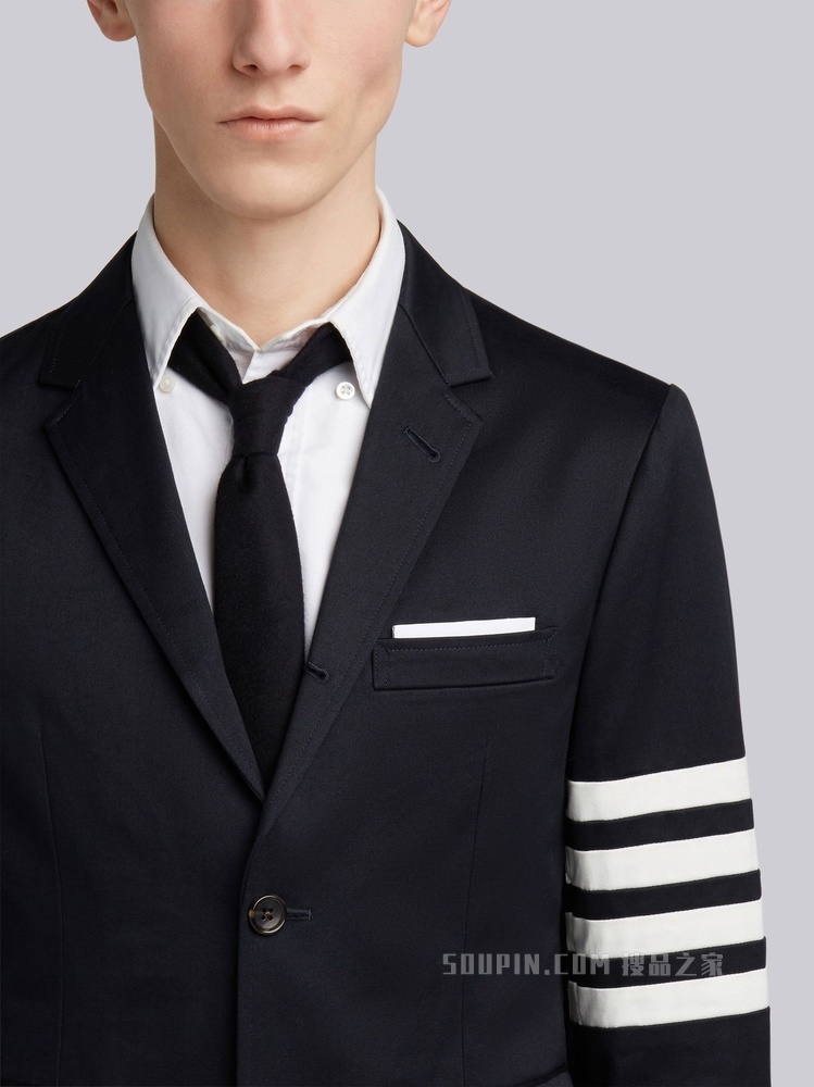 四条纹棉质西服外套