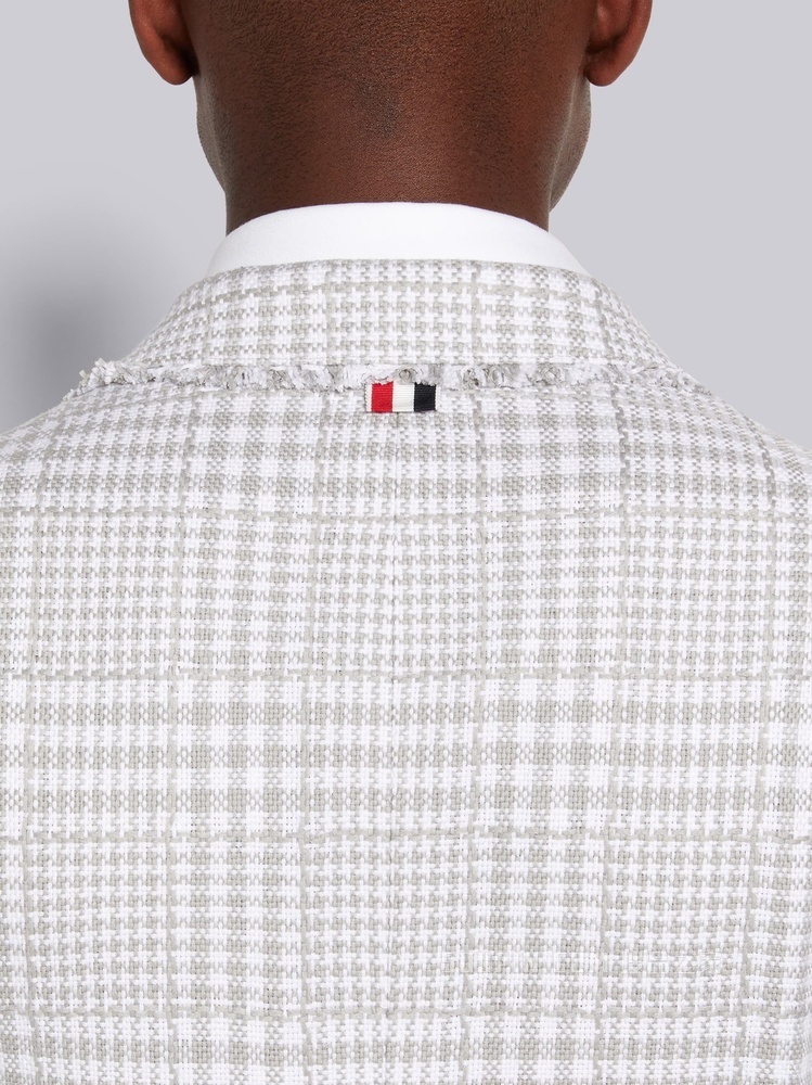 四条纹花呢高袖笼夹克