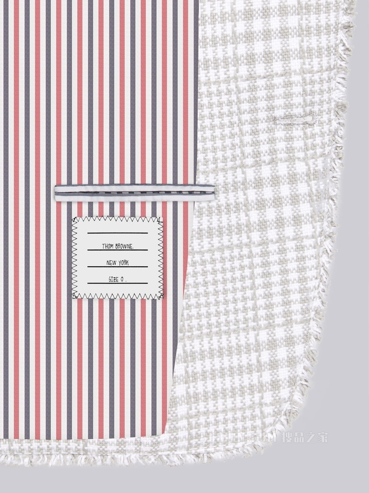 四条纹花呢高袖笼夹克