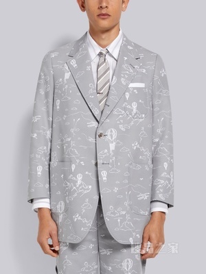 印花帆布宽松贴袋夹克