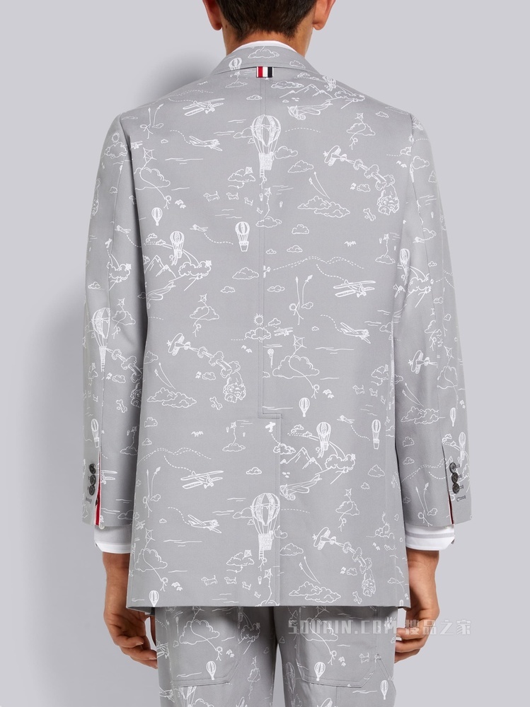 印花帆布宽松贴袋夹克