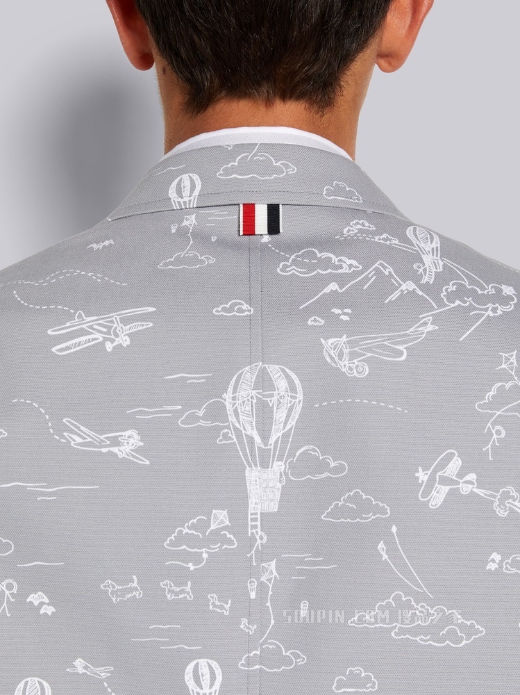 印花帆布宽松贴袋夹克