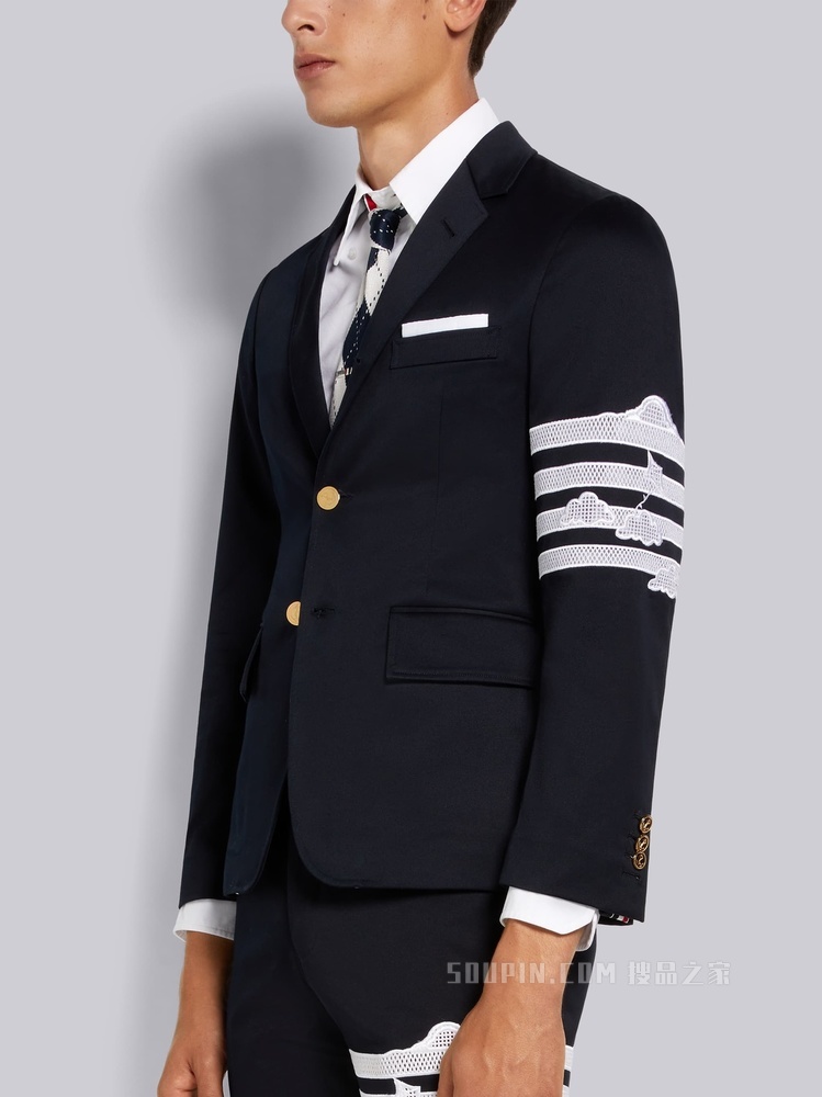 四条纹刺绣夹克