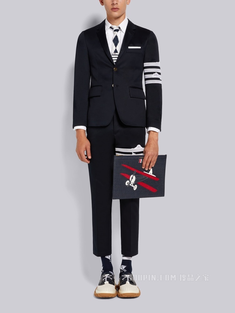 四条纹刺绣夹克