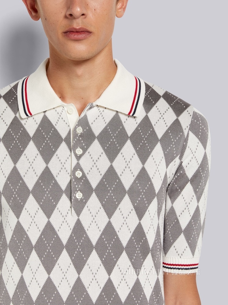菱格纹丝棉 POLO 衫
