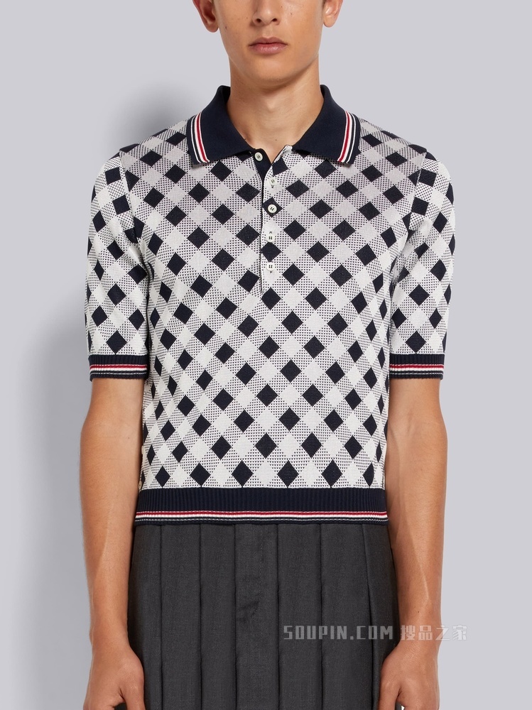 格纹丝绵 POLO 衫