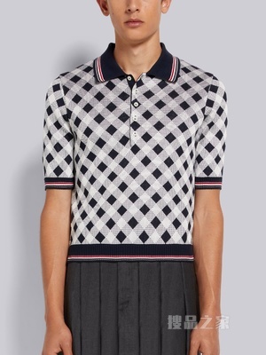 格纹丝绵 POLO 衫