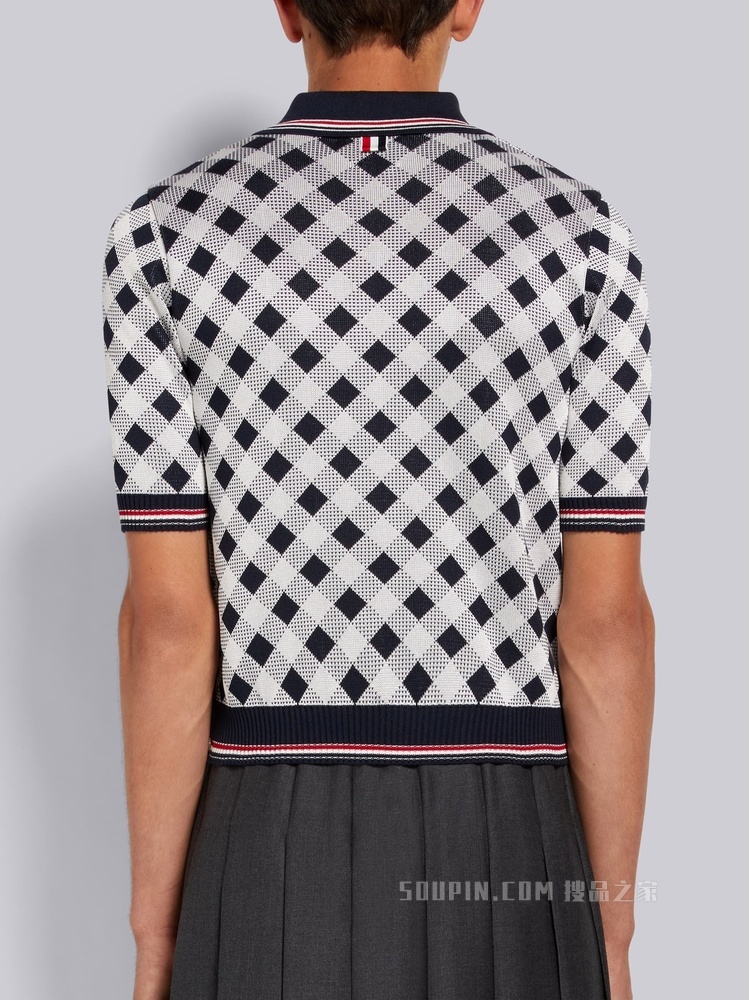 格纹丝绵 POLO 衫