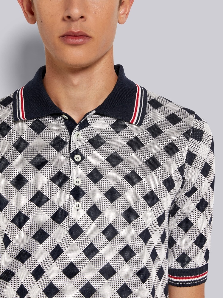 格纹丝绵 POLO 衫