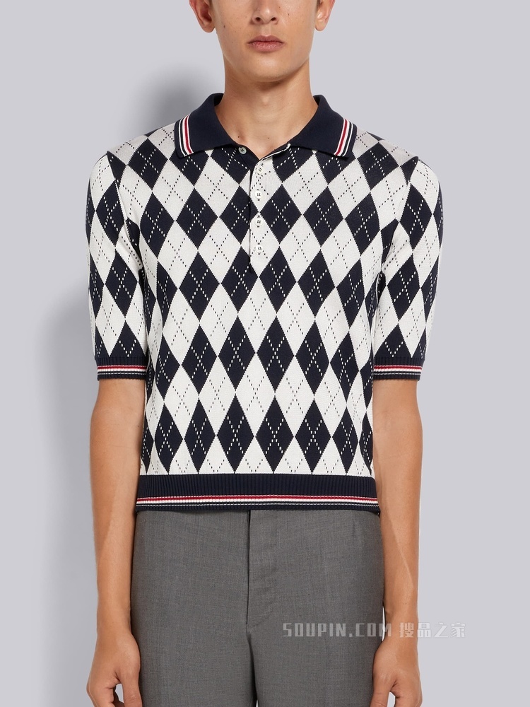 菱格纹丝棉 POLO 衫