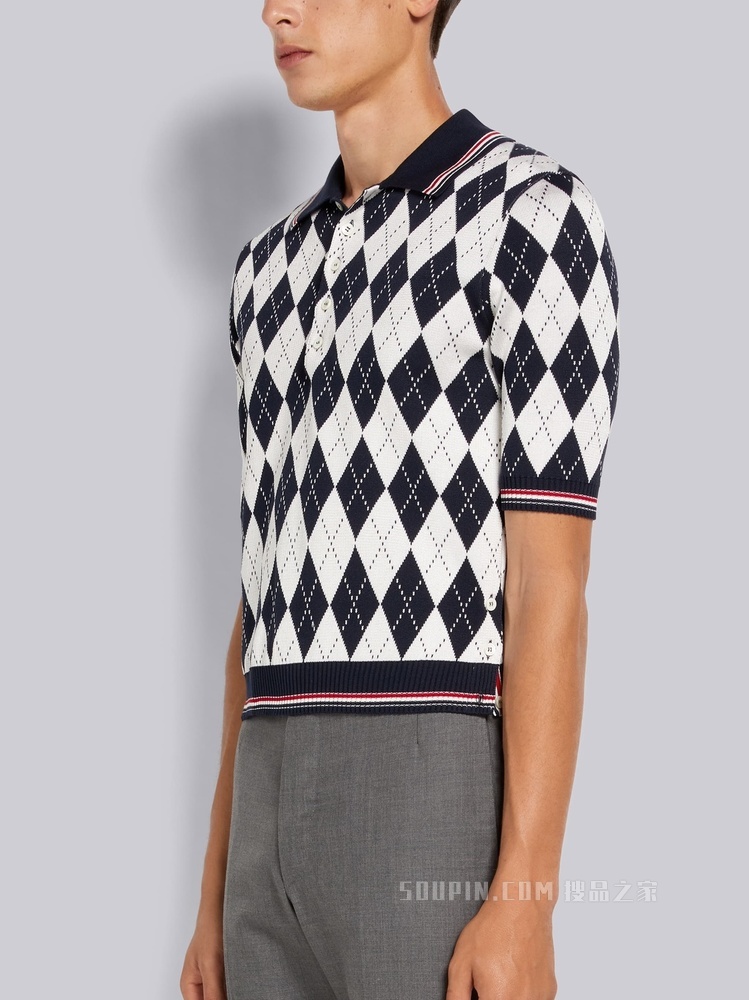 菱格纹丝棉 POLO 衫