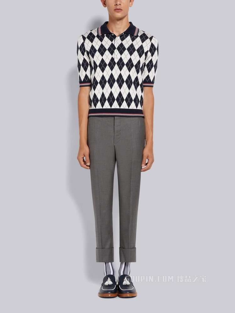 菱格纹丝棉 POLO 衫