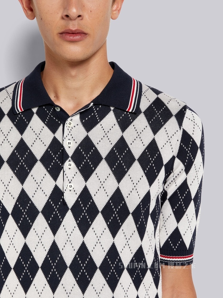 菱格纹丝棉 POLO 衫