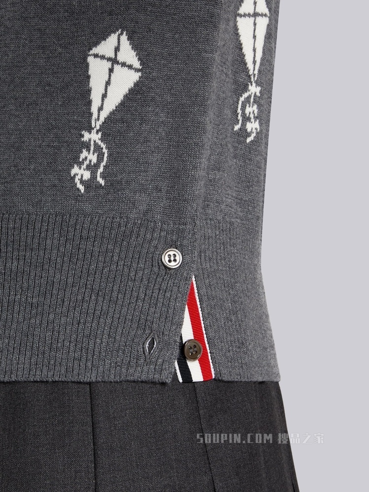 四条纹刺绣羊毛 POLO 衫