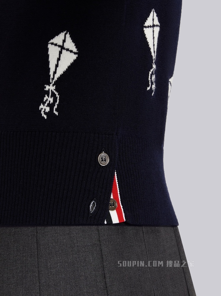 四条纹刺绣羊毛 POLO 衫