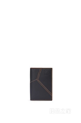 光滑牛皮革 Puzzle 缝线双折卡包
