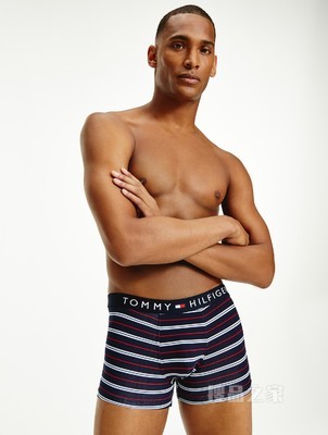 Tommy 内衣 男士棉质条纹LOGO腰边贴身平角内裤礼品UM0UM01831