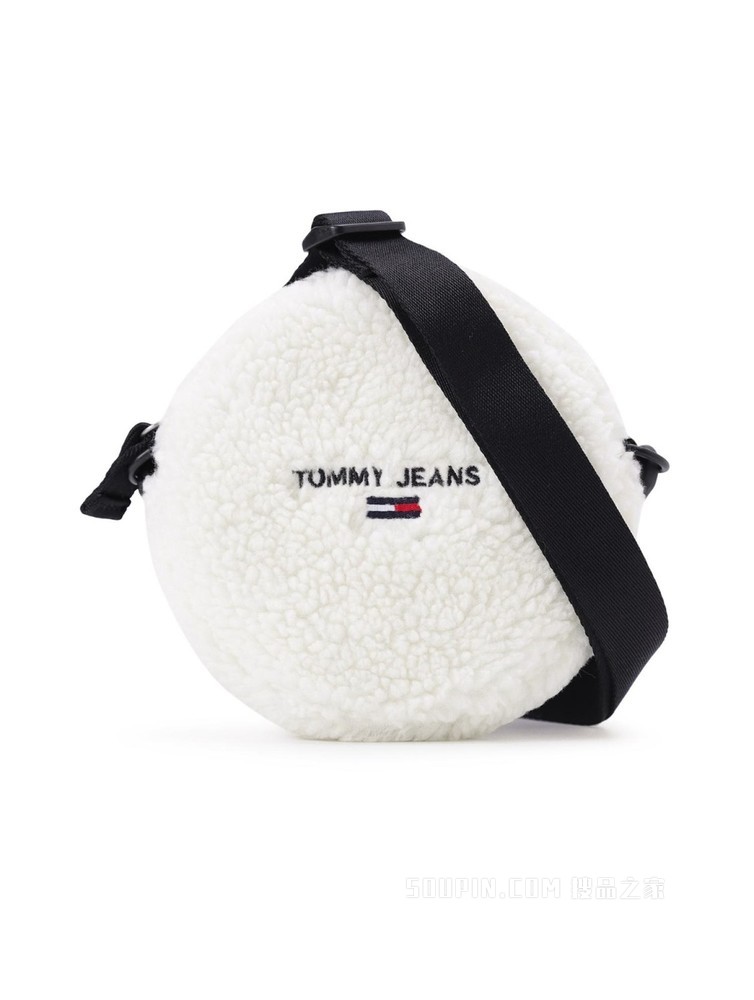 Tommy 22新款春季女装小巧仿羊羔绒刺绣LOGO圆形斜挎包礼品11173