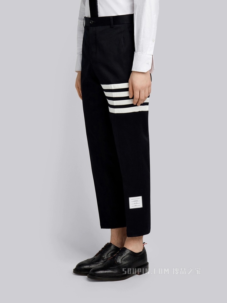 四条纹棉质长裤