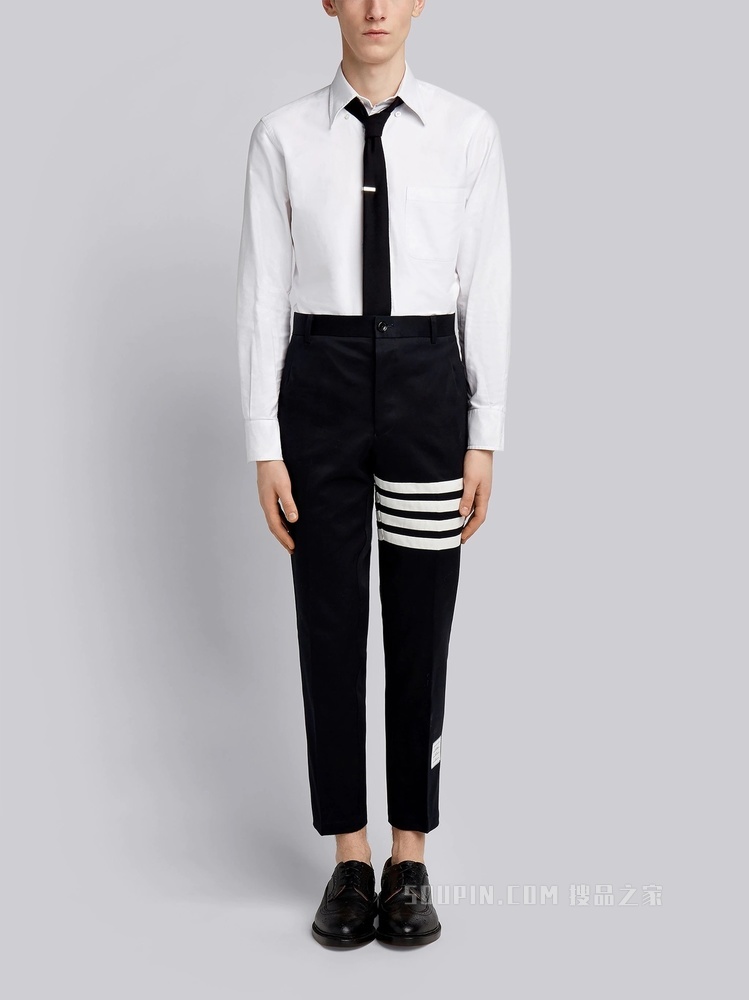 四条纹棉质长裤