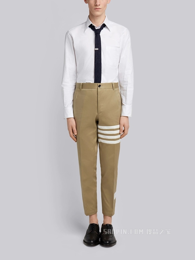 四条纹棉质长裤