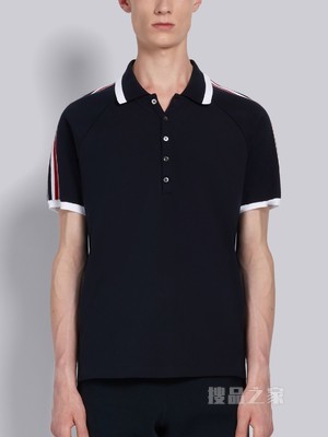条纹插肩袖珠地 POLO 衫