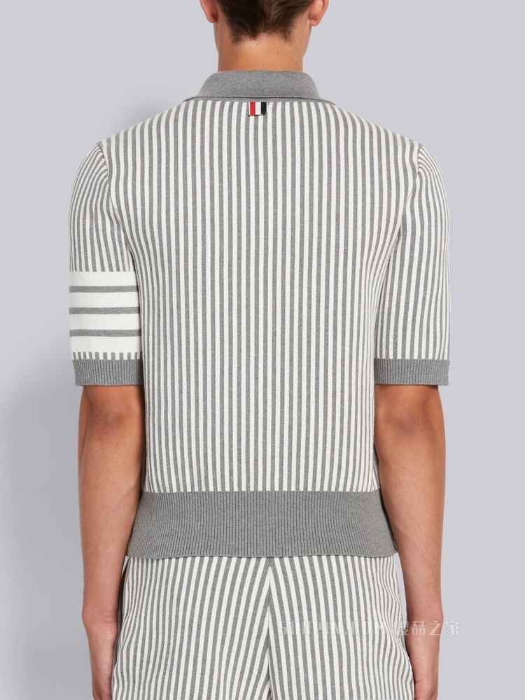 四条纹提花泡泡纱 POLO 衫