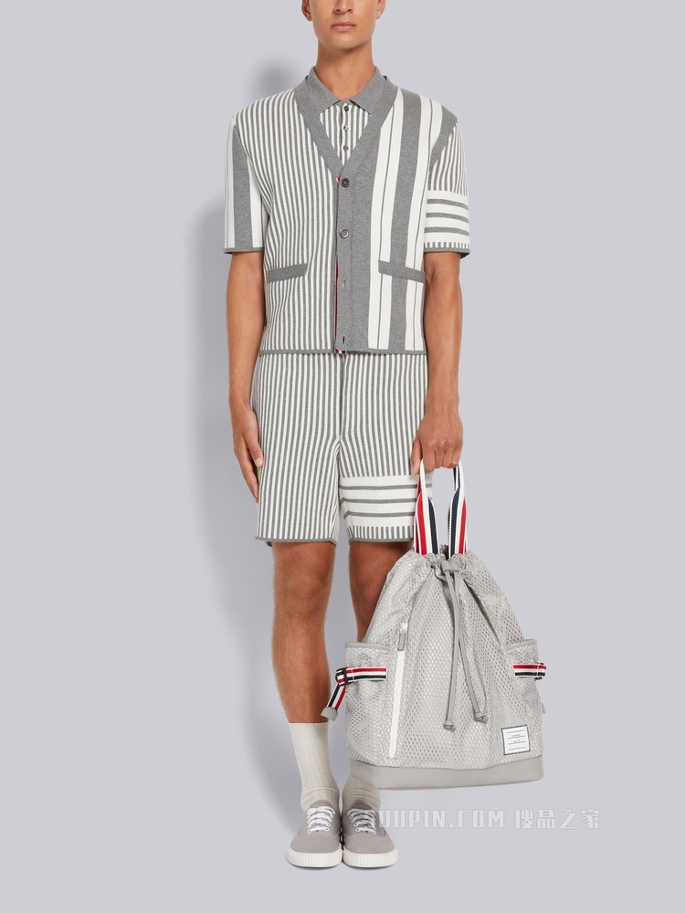 四条纹提花泡泡纱 POLO 衫