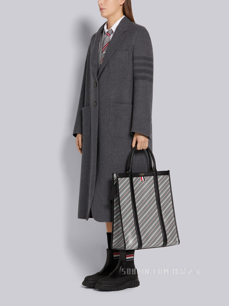 条纹帆布 TOTE 包