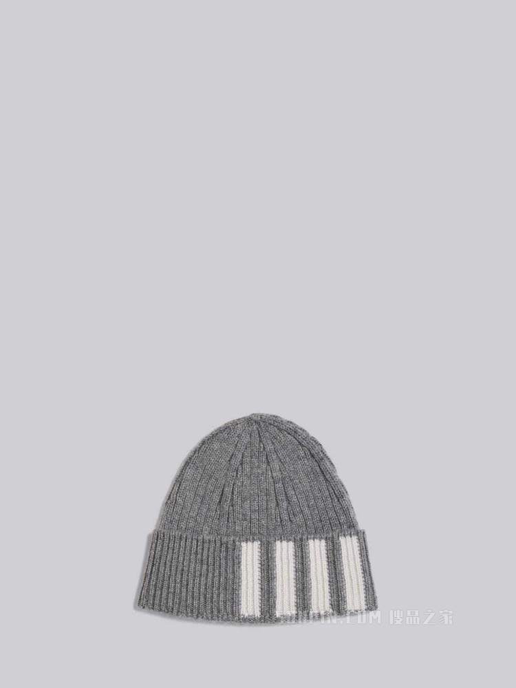 四条纹羊绒帽