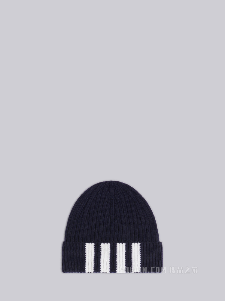 四条纹针织羊毛帽
