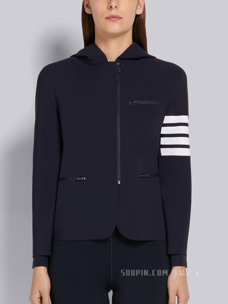 四条纹连帽运动夹克