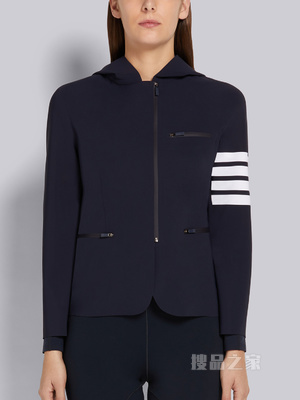 四条纹连帽运动夹克