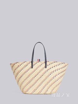 条纹刺绣编织 TOTE 包
