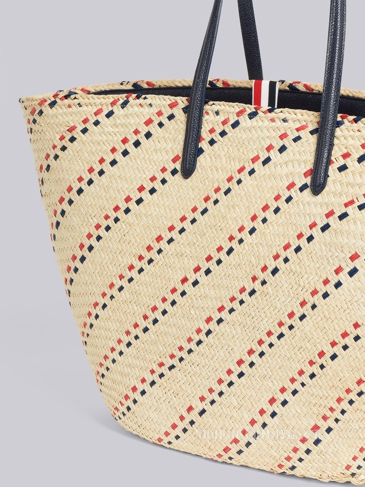 条纹刺绣编织 TOTE 包