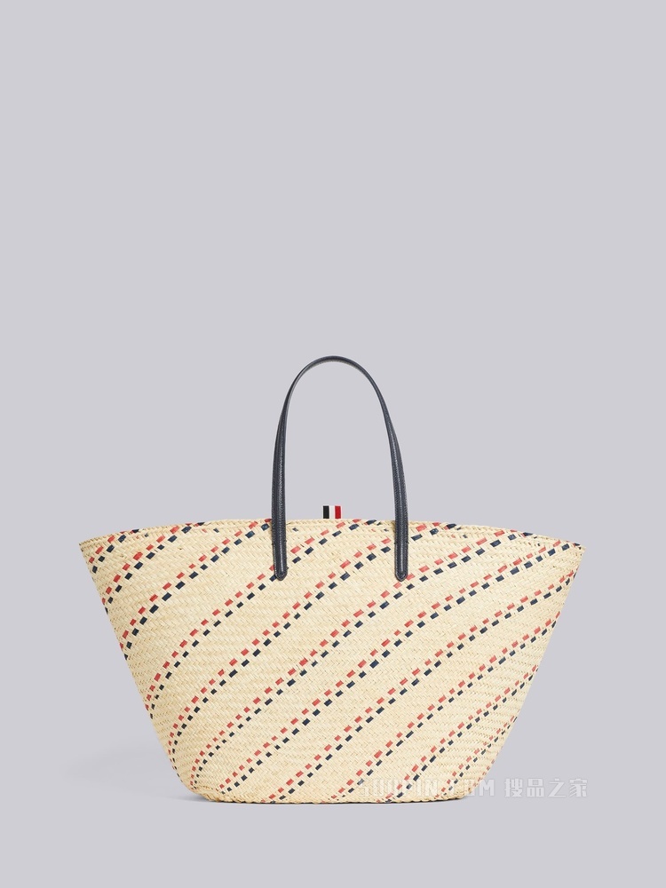 条纹刺绣编织 TOTE 包