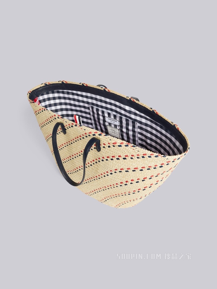条纹刺绣编织 TOTE 包