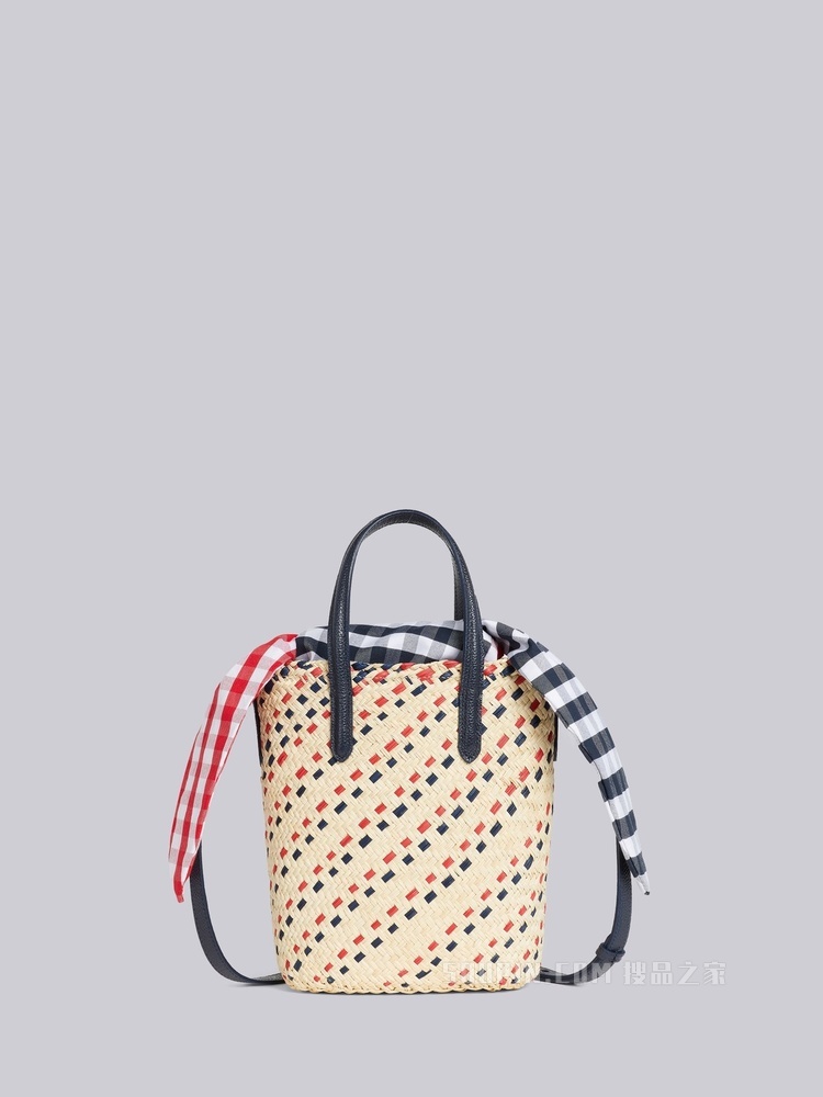 条纹刺绣编织 TOTE 包