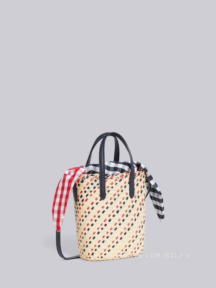 条纹刺绣编织 TOTE 包