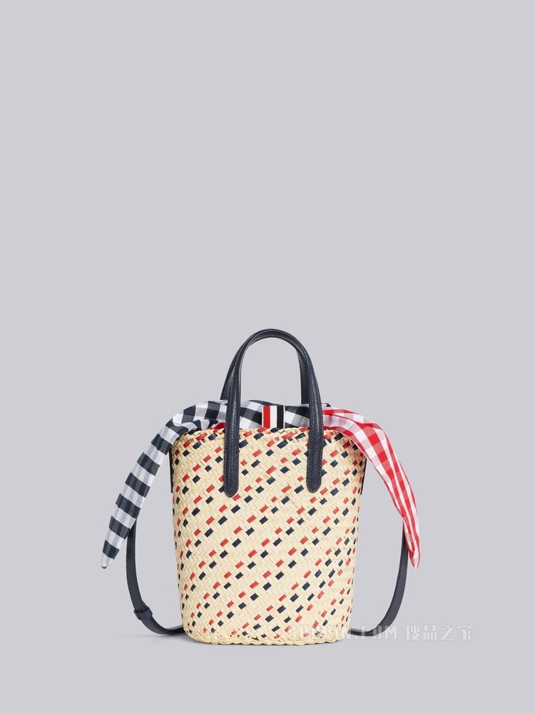 条纹刺绣编织 TOTE 包