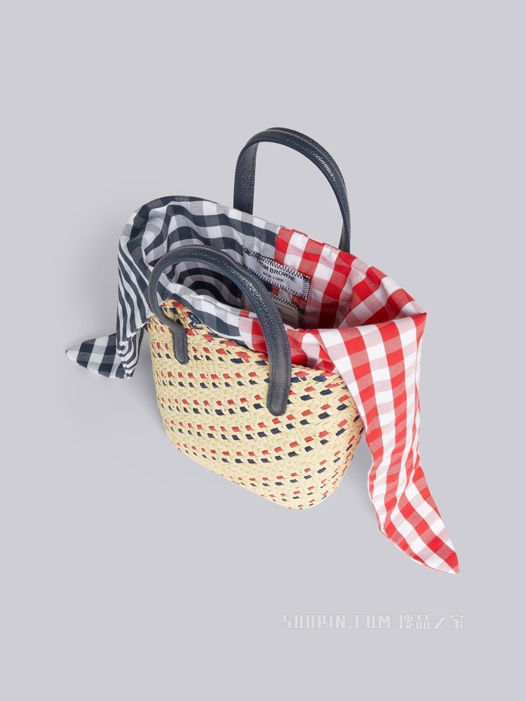 条纹刺绣编织 TOTE 包