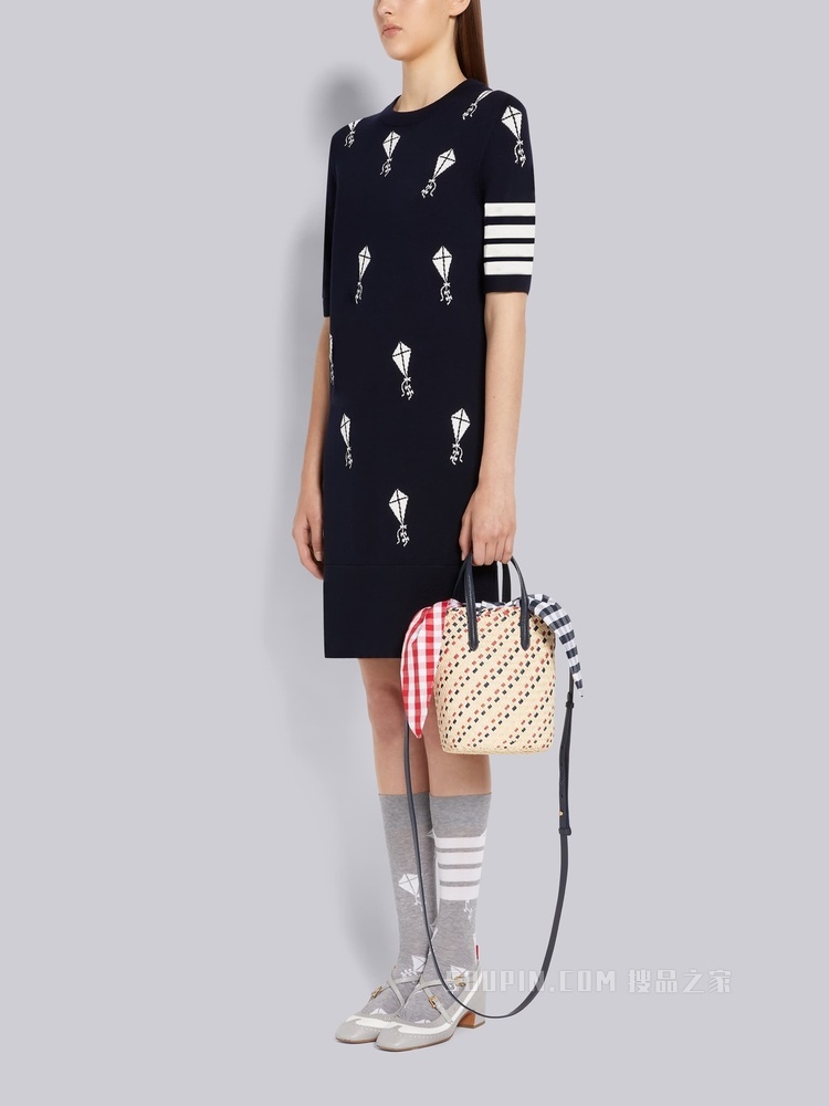 条纹刺绣编织 TOTE 包